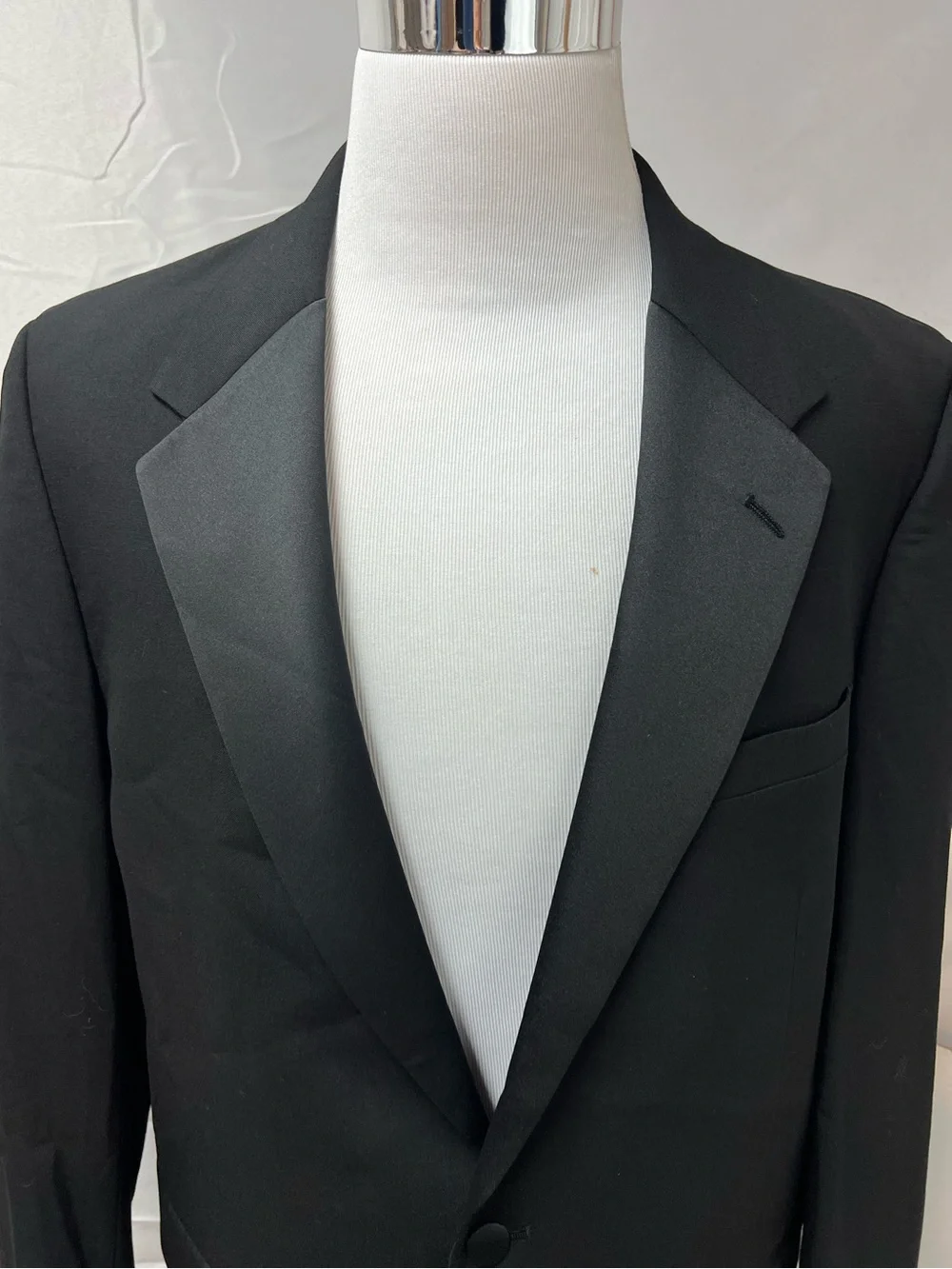 Men’s 44L Ralph Lauren Chaps Vintage Black Wool Satin Lapel Tuxedo Jacket